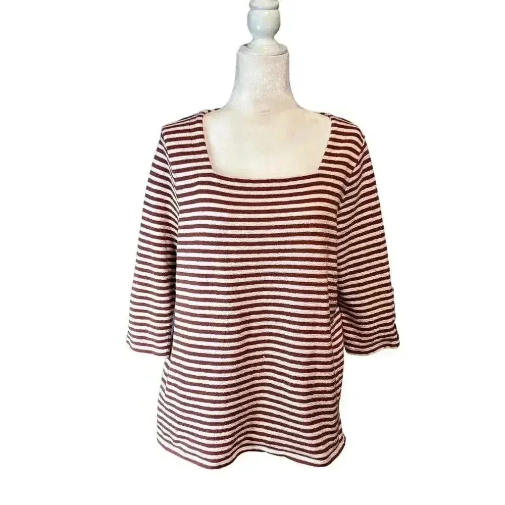 J.Jill striped 3/4 length sleeve top